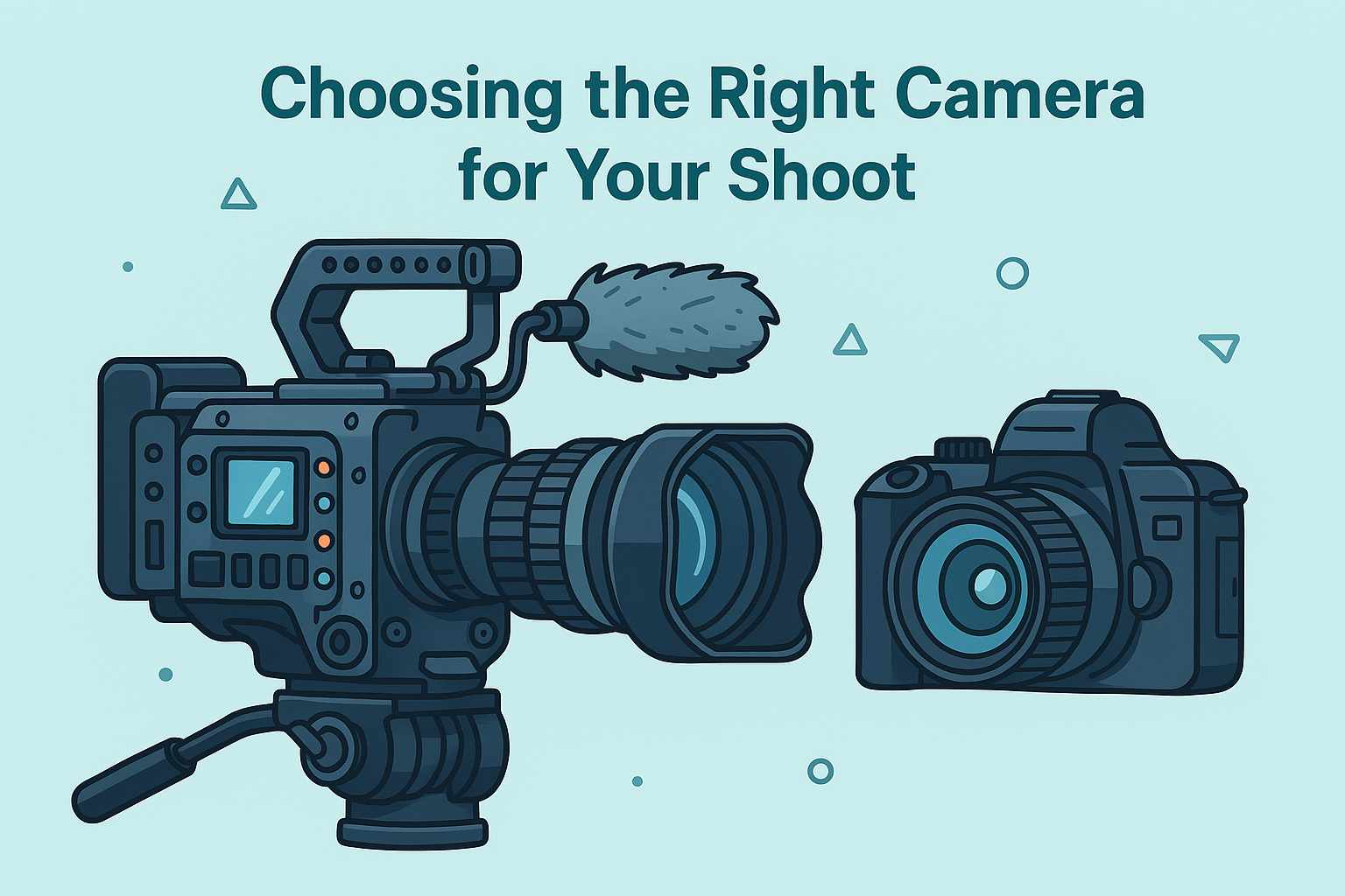 Cartoon illustration showing various camera types